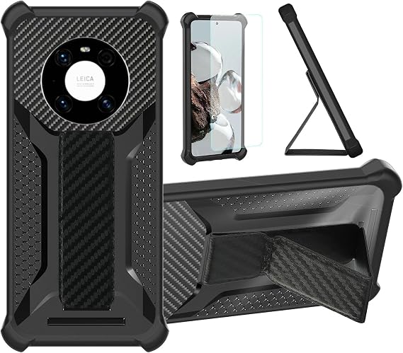 Aroepurt Case for Huawei Mate 40 Pro Phone Case Stand Cover [with Tempered Glass Screen Protector] Hybrid Case [Folding Support Magnetic] [Frosted Anti-Fingerprint] Black