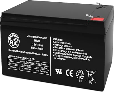 AJC Battery Compatible with Werker WKA12-12F2 12V 12Ah Sealed Lead Acid Battery