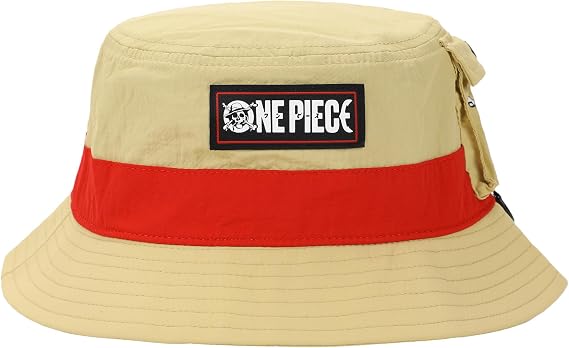 Bioworld One Piece Live Action Straw Hat Pirate Tan Bucket Hat With Side Pocket Anime Official Merchandise Adult Size