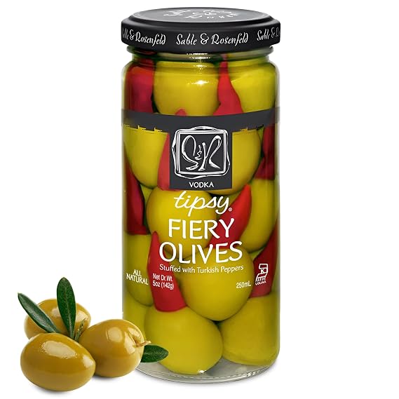 Sable & Rosenfeld Tipsy Olives, Fiery, 5 Ounce Jar
