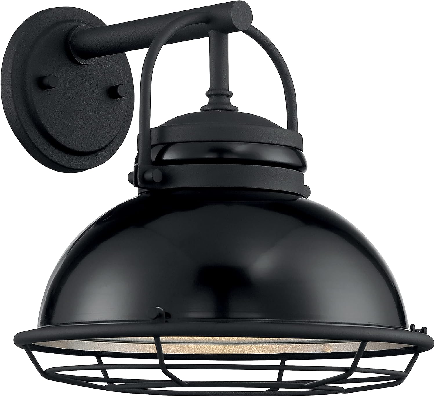 Nuvo Lighting 607062 Upton - 1 Light Large Outdoor Wall Lantern, Gloss BlackSilver Finish