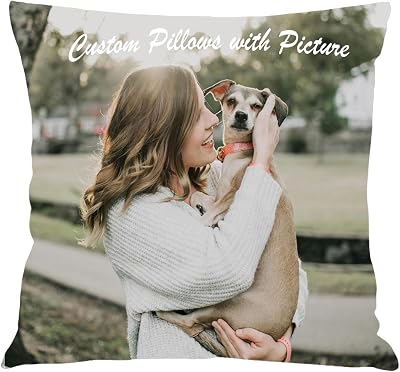 Custom Pillows with Your Picture, Cute Square Throw Pillows with Insert, Personalized Photo and Text Decorative Pillow Cover, Fotos Personalizadas, Customized Gifts 20  20