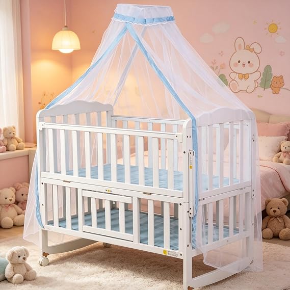 Baby Infant Hanging Mosquito Net,Toddler Dome Canopy Bed Netting, Palace-Style Crib Bedding Breathable Mesh(No Stand)