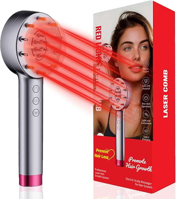 Laser Hair Growth Comb, Laser Comb Laser Hair Growth Device Electric Scalp Massager for Hair Growth,Stimulates Hair Growth Comb Brush Thinning Hair Treatment Laser Therapy Comb