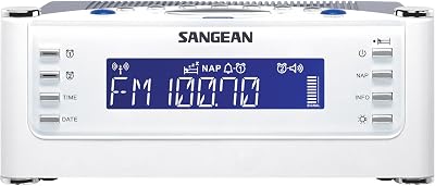 Sangean All in One Weather Atomic AMFM Dual Alarm Clock Radio with Large Easy to Read Backlit LCD Display