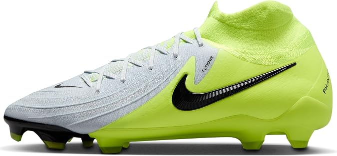Nike Phantom Luna 2 Pro FG High-Top Soccer Cleats (FJ2575-003, Metallic Silver/Volt/Black) Size 9