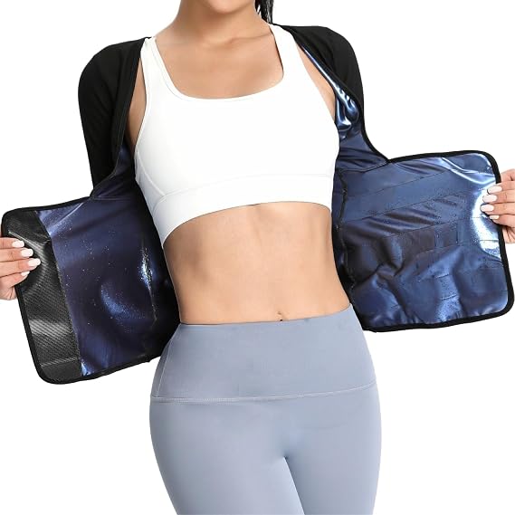 Sauna Suit Waist Trainer for Women Belly Fat, Sweat Sauna Shirt Short Sleeves Waist Trimmer Body Shaper Tank Tops