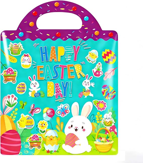 Easter Basket Stuffers Essentials for Kids Toddler, Easter Stickers, Reusable Sticker Books for Toddlers 2-4 Years 1-3 Boys Girls, Classroom Treasure Box Prizes, Party Favors, Gifts Crafts Activities