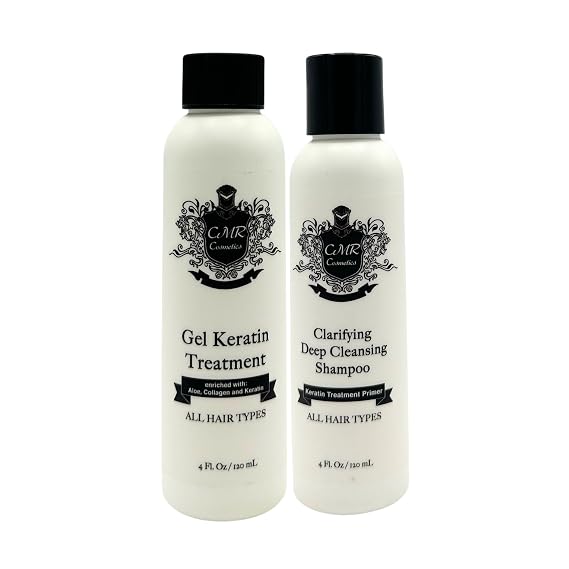 Keratin Smoothing Gel & Clarifying Shampoo Kit - Gel for All Hair Types, Deep Hydration, Color Fade Protection, Scalp Care, Kiwi Scent, Includes Shampoo