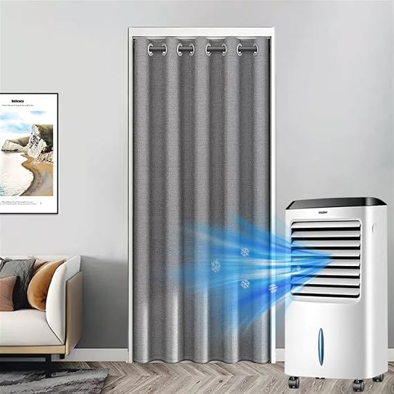 Blackout Doorway Curtains for Closet, Privacy Door Curtain Thermal Insulated Room Divider Temporary Door for Kitchen Storage Room Grey, W 42 x L 80 Inch