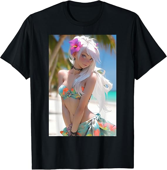 Anime Waifu Beach Girl Pinup T-Shirt