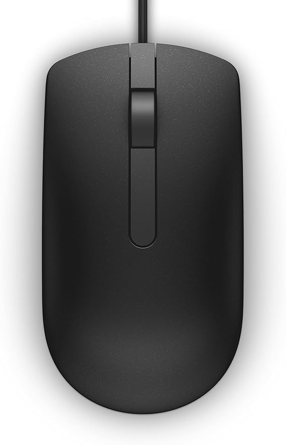 Dell MS116 Mouse USB 570-AAIS Black | Optical LED Tracking, 1000 DPI, 2 Buttons, 1.8 m USB Cable, 90 g