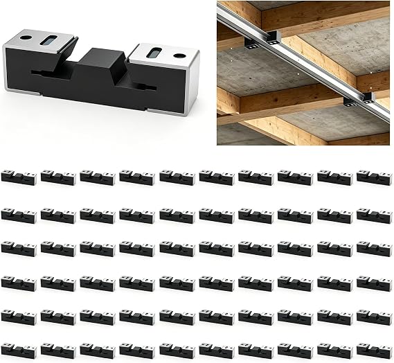 60 Pack Sound Isolation Clips, Black Full Rubber Sound Blocking Clips for Soundproofing Resilient Channel, Reduce Noise for Home Theater, Apartment Walls and Ceilings, Recording Studio