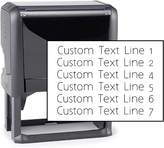 Self Inking 1 2 3 4 5 6 7 Line Custom Stamp - Personalized Name Stamp for Office, Teacher, Address & Business Label Stamp