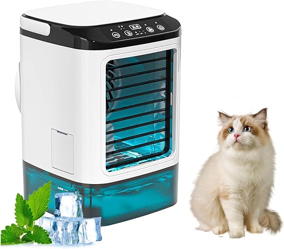 With Ice Box Desk Air Conditioner, Air Conditioner Portable for Room with 900ML Water Tank Aires Acondicionados Portatil Ice Fan