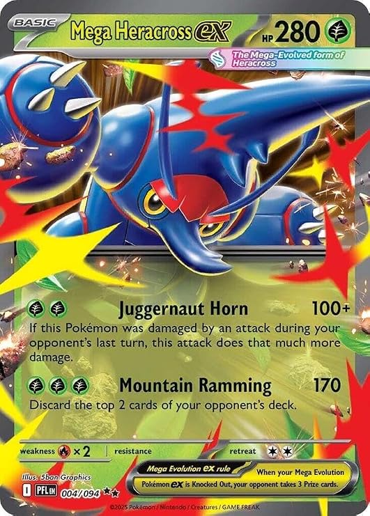 Pokemon - Mega Heracross ex - 004/094 - ME02: Phantasmal Flames (PFL) - Double Rare - Single Card