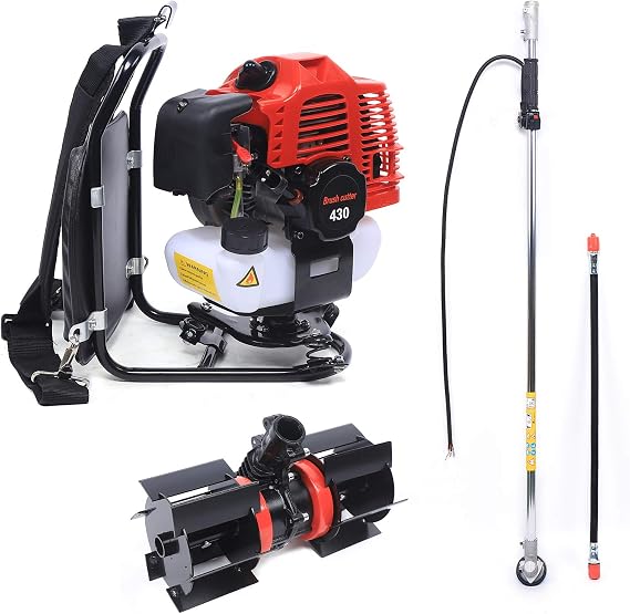 Gas Weed Wacker, 43cc Multi-Functional Weed Eater Gas Powered, 2-Stroke String Trimmer/Edger, Backpack, for Farmland Weeding, Harvesting, Clearing