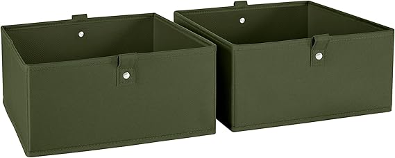 RiverRidge Kids 2pc Folding Storage Bins Set - 10.5 Bin Organizer with Handles - Olive Closet Organizer and Storage for Toys, Games, Shoes - Foldable Cube Storage Organizer Bins for Playroom, Nursery