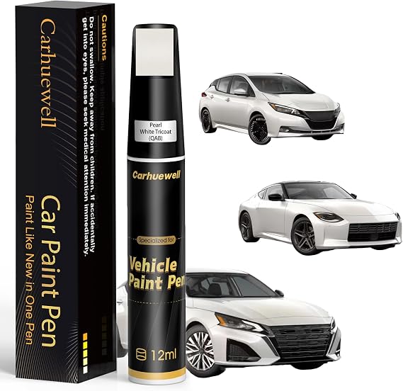 Pearl White Tricoat(QAB) Touch Up Paint Compatible with Nissan, Exact Match Car Paint Pen Automotive Scratch Repair Remover Kit Quick and Easy Fix for Vehicle Chips