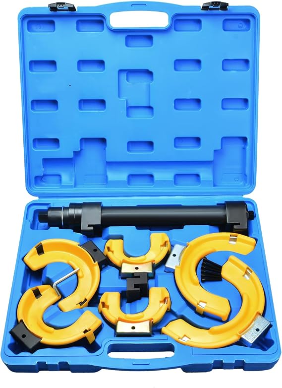 Macpherson Strut Coil Spring Compressor Kit Interchangeable Fork Coil Extractor Tool Set, with Yoke Protector