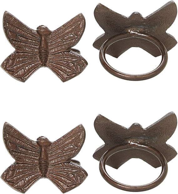 VIBHSA Butterfly Napkin Rings Set of 4 (Copper Antique)