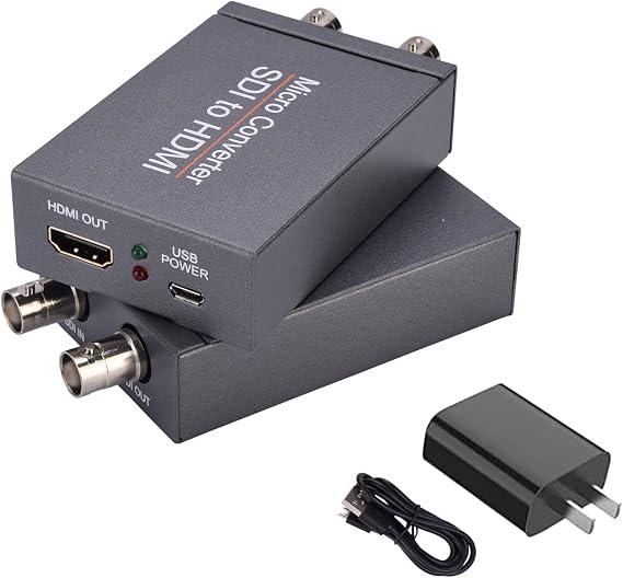 SDI to HDMI Converter with SDI Loop Out, 1080p HD-SDI / 3G-SDI/SD-SDI to HDMI Video Audio Converter, BNC to Adapter for SDI Camera Monitor Projector