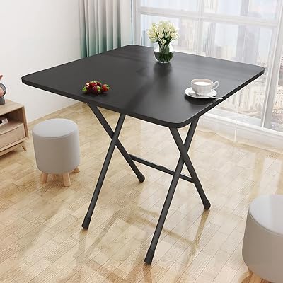 GYMNASTIKA Foldable Dinner Table, Solid MDF Card Table 4 Persons Heavy Duty Square Coffee Table Computer Desk Tea Table Nordic Style Writing Table for Home Office23.62 x 23.62 x 27.56