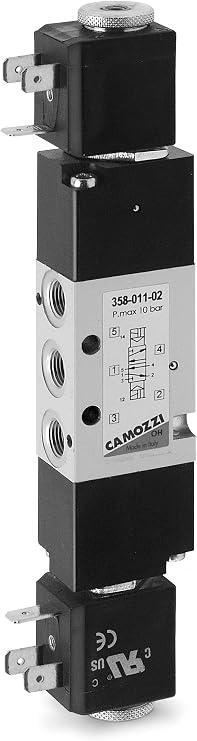CAMOZZI 358-011-02 5/2-WAY, BAR: 1.5 + 10, BISTABLE, EV23, Flow Rate: 700 NI, G1/8, MOD 358, Solenoid Valve