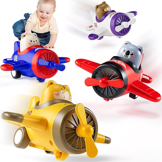 iValea Airplane Toys for Toddlers 1-3: Press and Go Cars Toys for 1 2 Year Old Boy - Christmas Birthday Gifts for 1 2 3 Year Old Boys Girls Toddler Toys Age 1-2