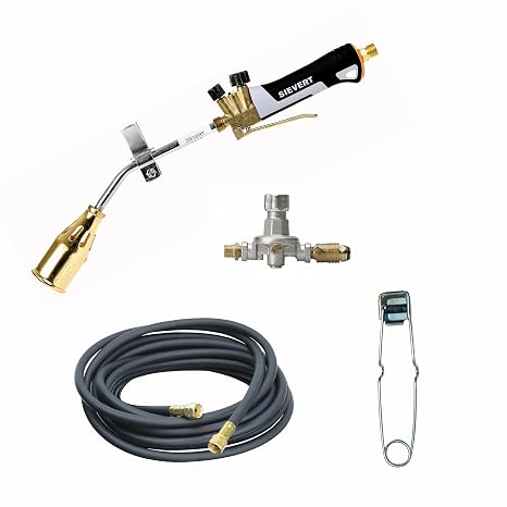 Sievert Turboroofer Detail Torch Kit - Heavy-Duty, Windproof Flame - 18-inch Torch Assembly, 25 ft. Hose, Adjustable Regulator - DS2944-NP | 18" Torch Assembly, Adjustable Regulator, 25 ft UL-Listed Hose & Flint Striker, Windproof Flame, DS2944-NP