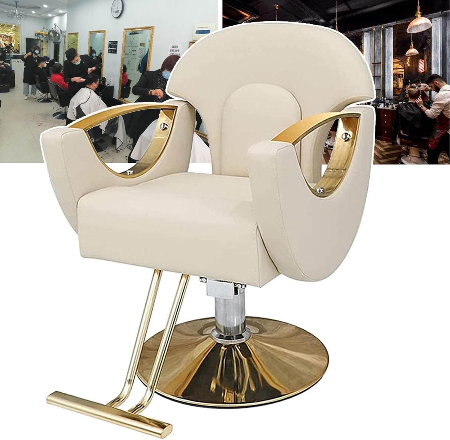 Hair Stylist Salon Chair, Hydraulic Barber Chair, Recliner Barber Chair, 360 Degree Rotating Styling Chair for Tattoo Parlor and Beauty Shop, White
