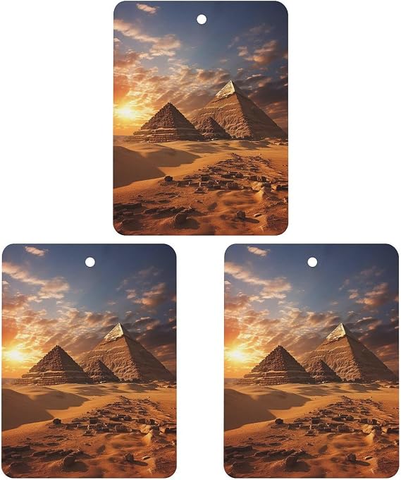 Car Air Freshener Egyptian Pyramids Hanging Aromatherapy Tablets for Men Women 3 Pcs Square