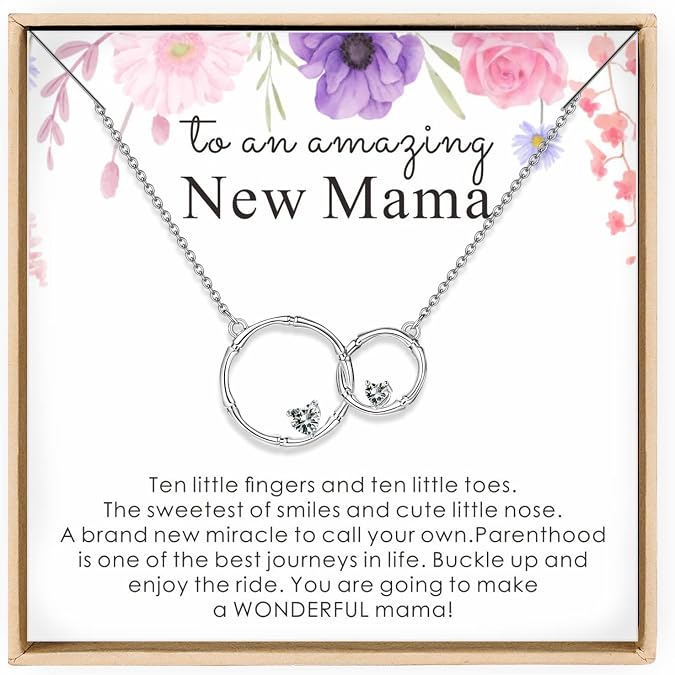 Sterling Silver Necklace Gifts for New Mom & First Time Mother - Pregnancy & Mama to be Necklace