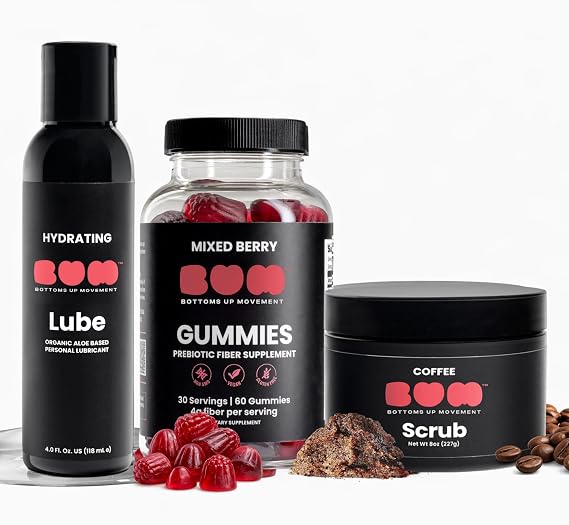 Water Based Lubricant, Bum Prebiotic Fiber Gummies for Bottoming, Exfoliating Coffee Body Butt Scrub