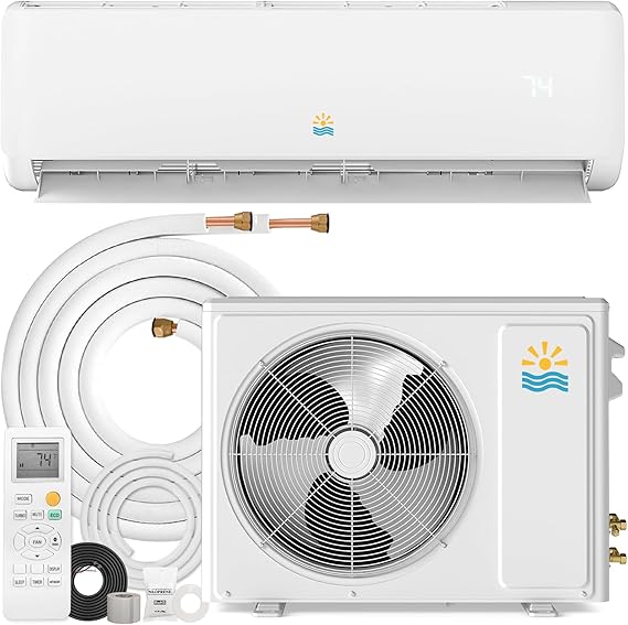 Mini Split Ac/Heating System, 18000 BTU Mini Split Air Conditioner | Wall Mounted, Heat Pump, 19 SEER2 230V Energy Efficient, Ductless Ac Unit Up to 1250 Sq.Ft.,Installation Kit