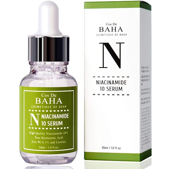 Cos De BAHA Niacinamide 10% Serum 1 Fl Oz Zinc PCA, Hyaluronic Acid & Aloe for Balancing, Pore-Refining & Uneven Tone (30 ml)