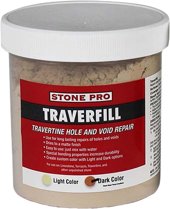 Stone Pro Traverfill - Travertine Hole and Void Repair - 1 Pound - Dark