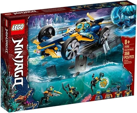 LEGO NINJAGO Ninja Sub Speeder 71752 Building Kit; Amphibious Car Toy with NINJAGO Cole and Jay Minifigures; New 2021 (356 Pieces)