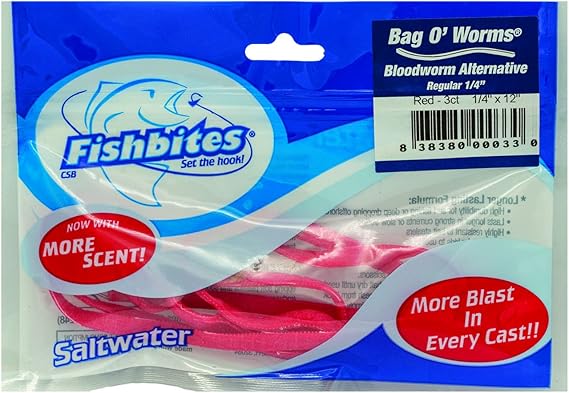 Fishbites 0033 Red Bloodworm Bag O'Worms, Small, 3-Count (1 Package)