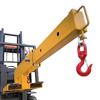 Forklift Jib Boom Crane 5500lb Capacity, Forklift Mobile Crane with 2 Hooks, Heavy-Duty Forklift Boom Attachment Towing Handling Equipment for Warehouse or Factories
