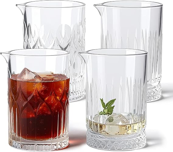 4 Pack Cocktail Mixing Glasses - 25oz Large Thick-Walled Old Fashioned