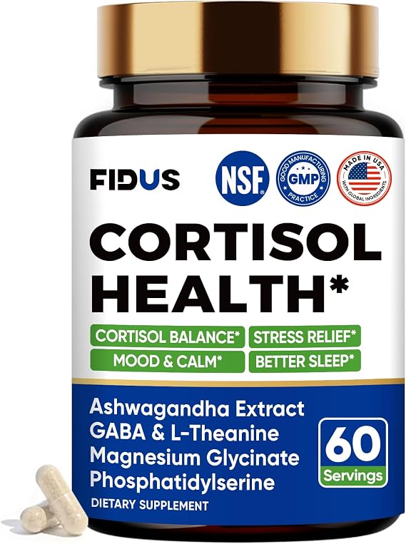 Cortisol Supplement for Women & Men with Ashwagandha, GABA - 60 Day Supply
