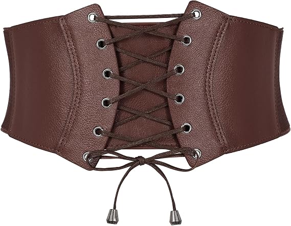 SANSTHS Corset Belt for Women, Vintage Lace-up Waspie Elastic Cincher Waist Dresses Belt for Halloween Costume Parties
