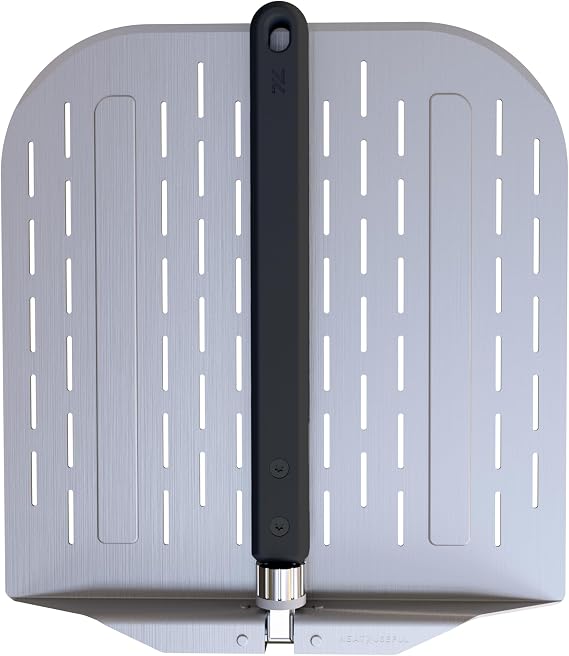 12-Inch Aluminum Pizza Peel with Long Foldable Handle | Pizza paddle or pizza spatula. Pizza oven Tools & Accessories - For Baking Dough, Bread and Pastry