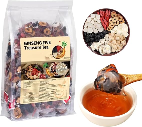 25/50pcs Ginseng & Mulberry Herbal Tea,Kidney Tea Formula Ginseng Six Treasure Teas,Chinese Kidney Cleansing TeaBag for Men (25pcs)