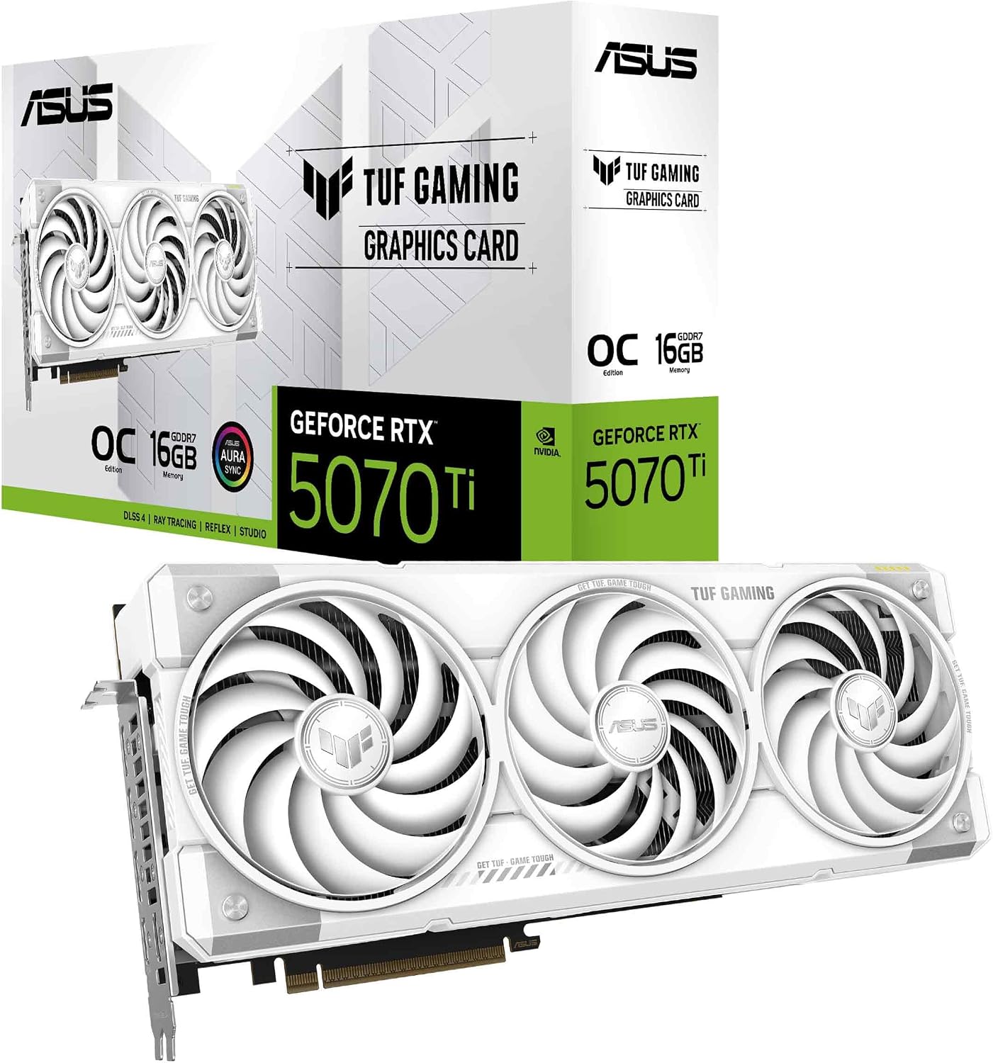 ASUS TUF-RTX5070TI-O16G-WHITE-GAMING-NVIDIA-GEFORCE-RTX 5070 TI-16GB GDDR7-256bit-OC-2xHDMI-3xDP-RGB-DLSS4 EKRAN KARTI