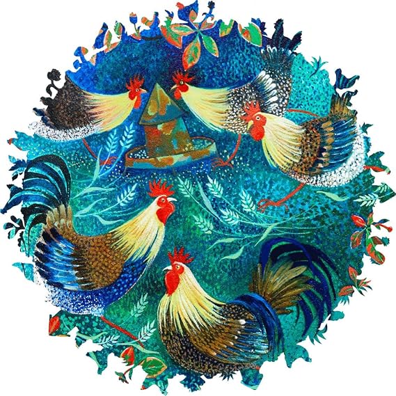 Round Puzzle | Curious Chickens | 349 Wooden Pieces | Nautilus PuzzlesTM