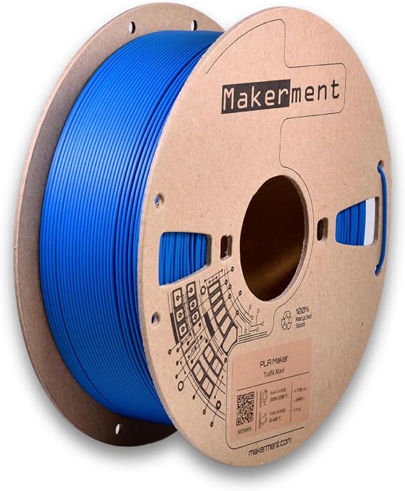 PLA Maker (Trafik Mavi), 1.75mm 1kg 3D Yazıcı PLA Filamenti | RAL 5017, tutarlı renk ve karekodla doğrulanan çap garantisi