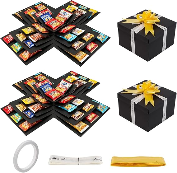 LIUCONGBD 2PCS Creative Explosion Gift Box, 5 Layer with Ribbon and Tape