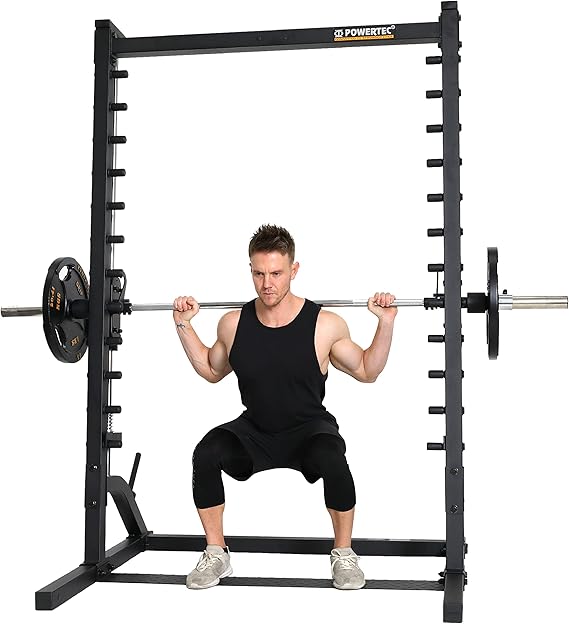 Powertec Fitness Roller Smith Machine for Full Body Workout Premium Home Gym Equipment with High Tensile Strength Olympic Bar Ideal for Home Gym, Weightlifting, and Strength Training Exercises